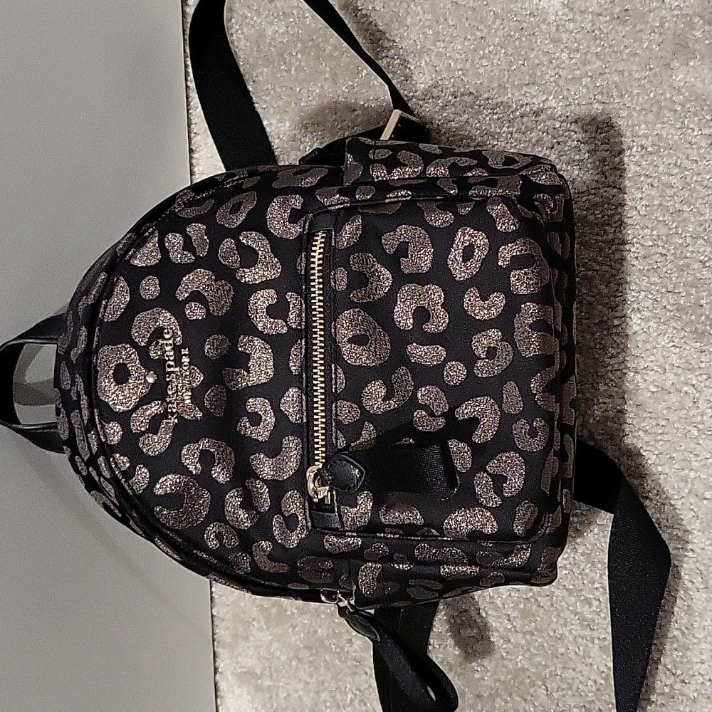 Kate spade Black Backpack with Metallic Leopard Print
